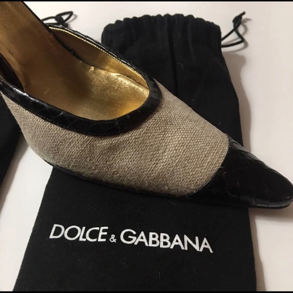 Dolce & Gabbana Snakeskin Slingback Kitten Heels Size 40 - Picture 11 of 11